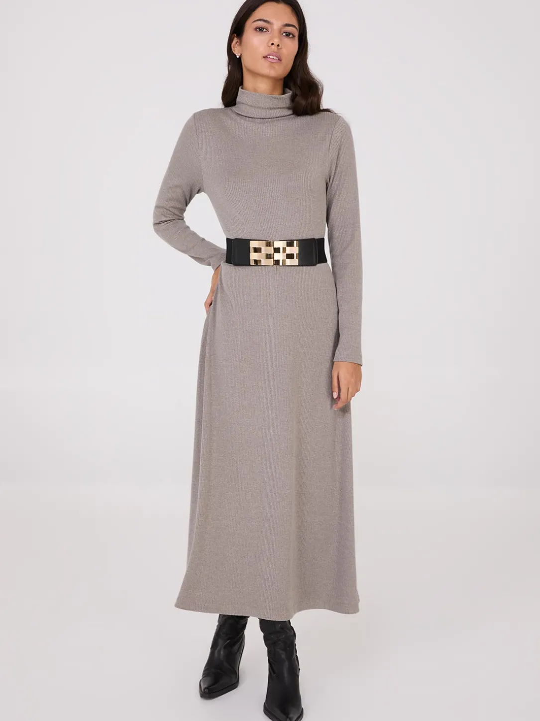 Gold Square Buckle Elastic Belt