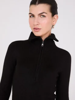 Half-Zip High-Neck Sweater