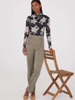 Herringbone Straight Leg Pants