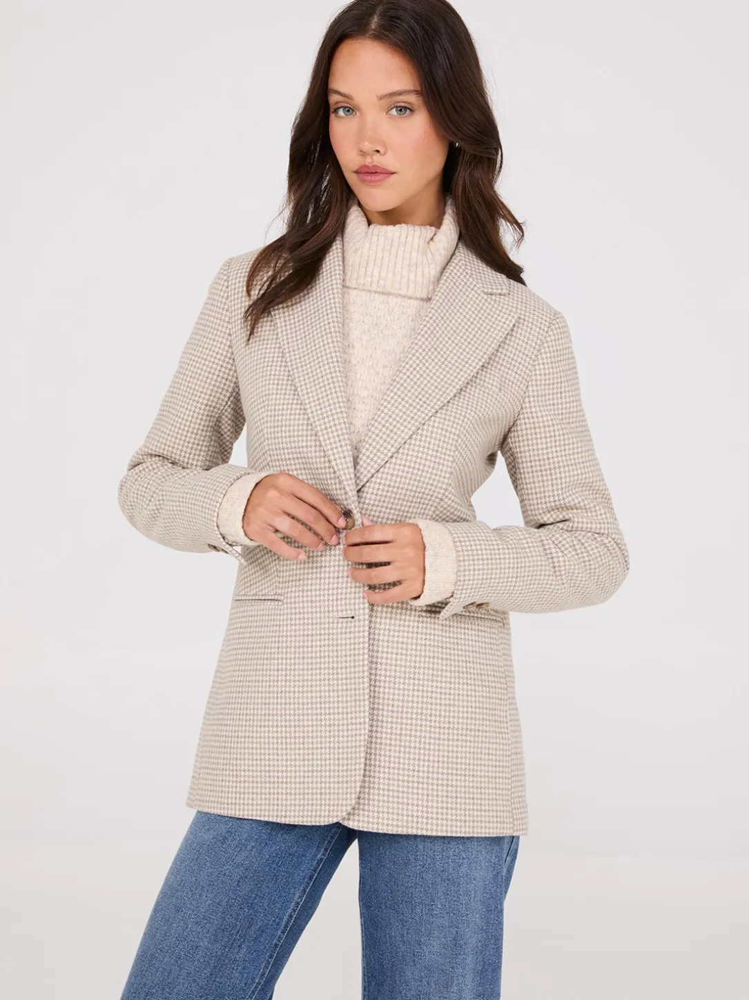 Houndstooth 2-Button Blazer