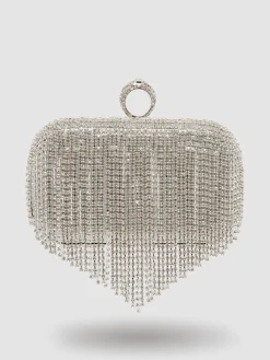 Jewelled Fringe Minaudiere With Ring Closure