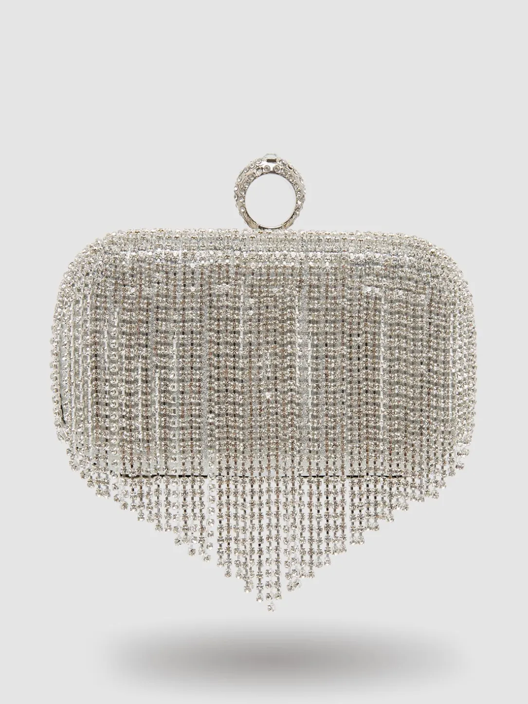 Jewelled Fringe Minaudiere With Ring Closure