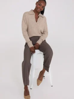 Johnny Collar Long Sleeve Sweater