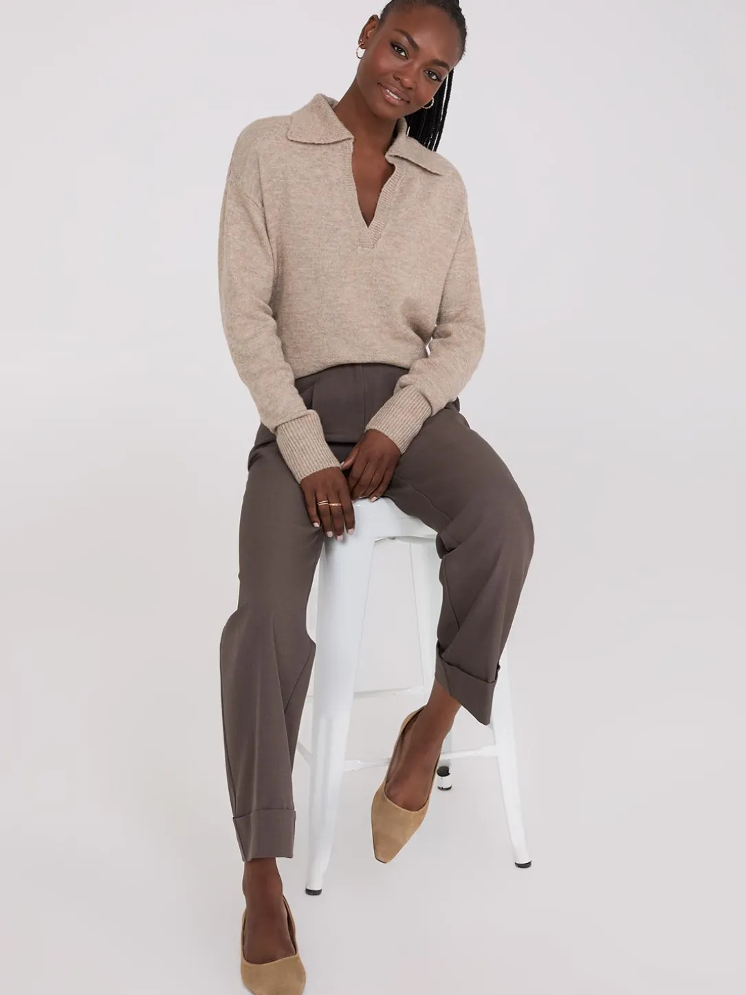 Johnny Collar Long Sleeve Sweater