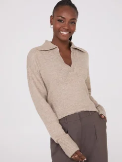 Johnny Collar Long Sleeve Sweater