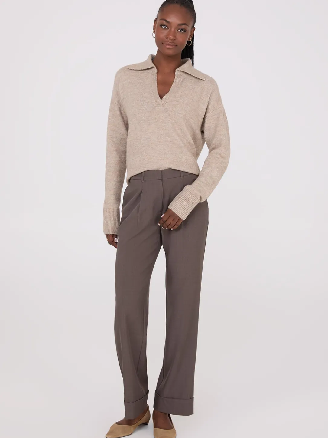 Johnny Collar Long Sleeve Sweater