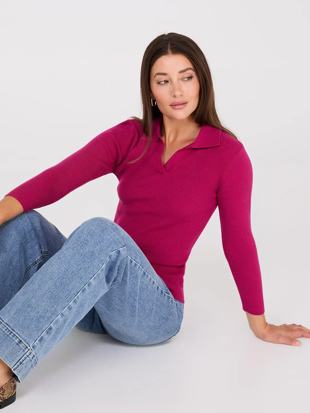 Johnny Collar Ribbed Top