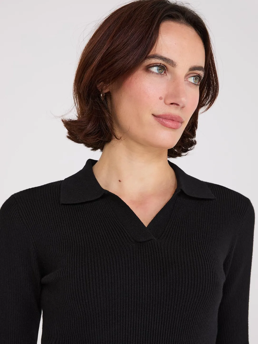 Johnny Collar Ribbed Top