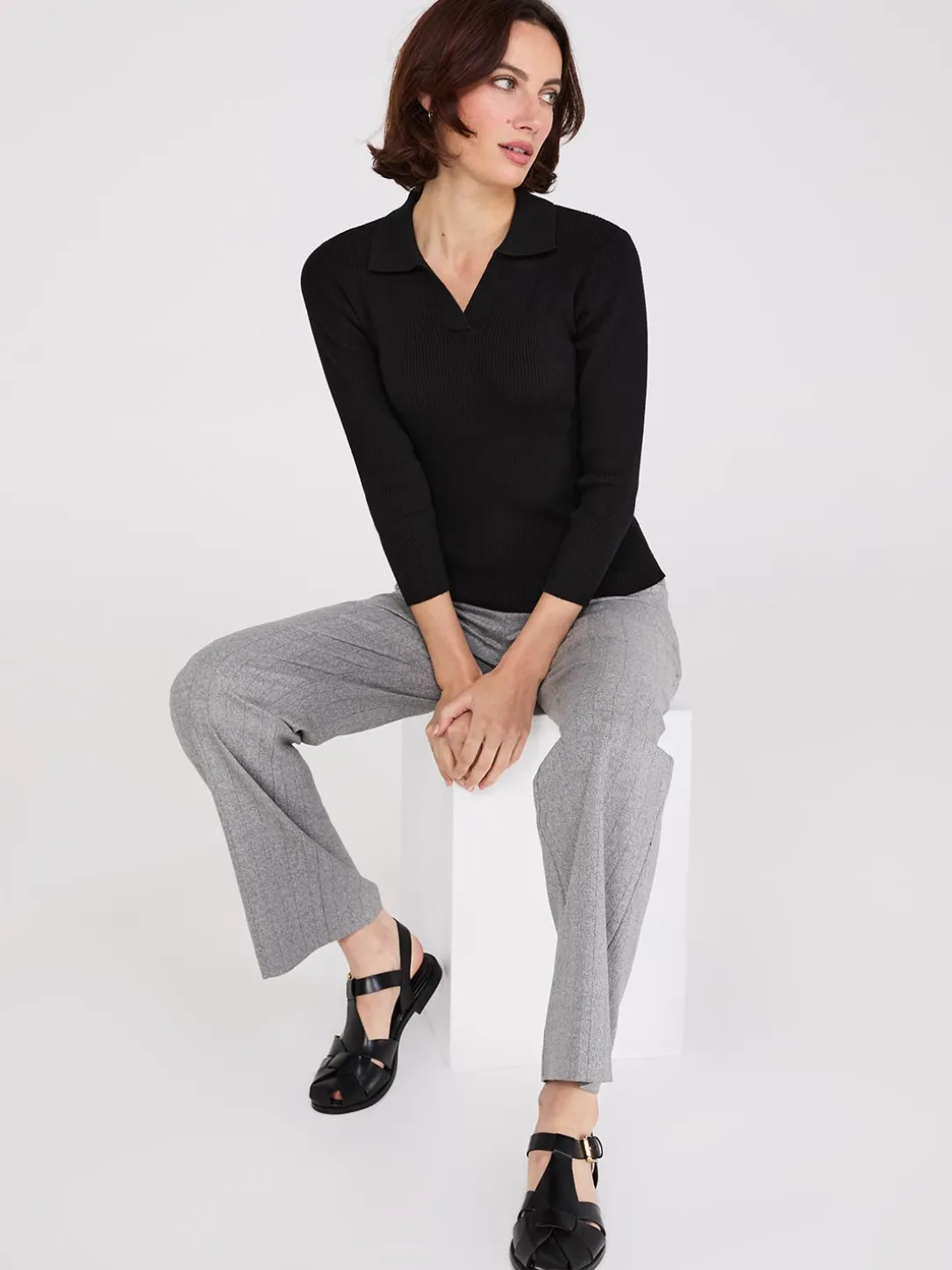 Johnny Collar Ribbed Top