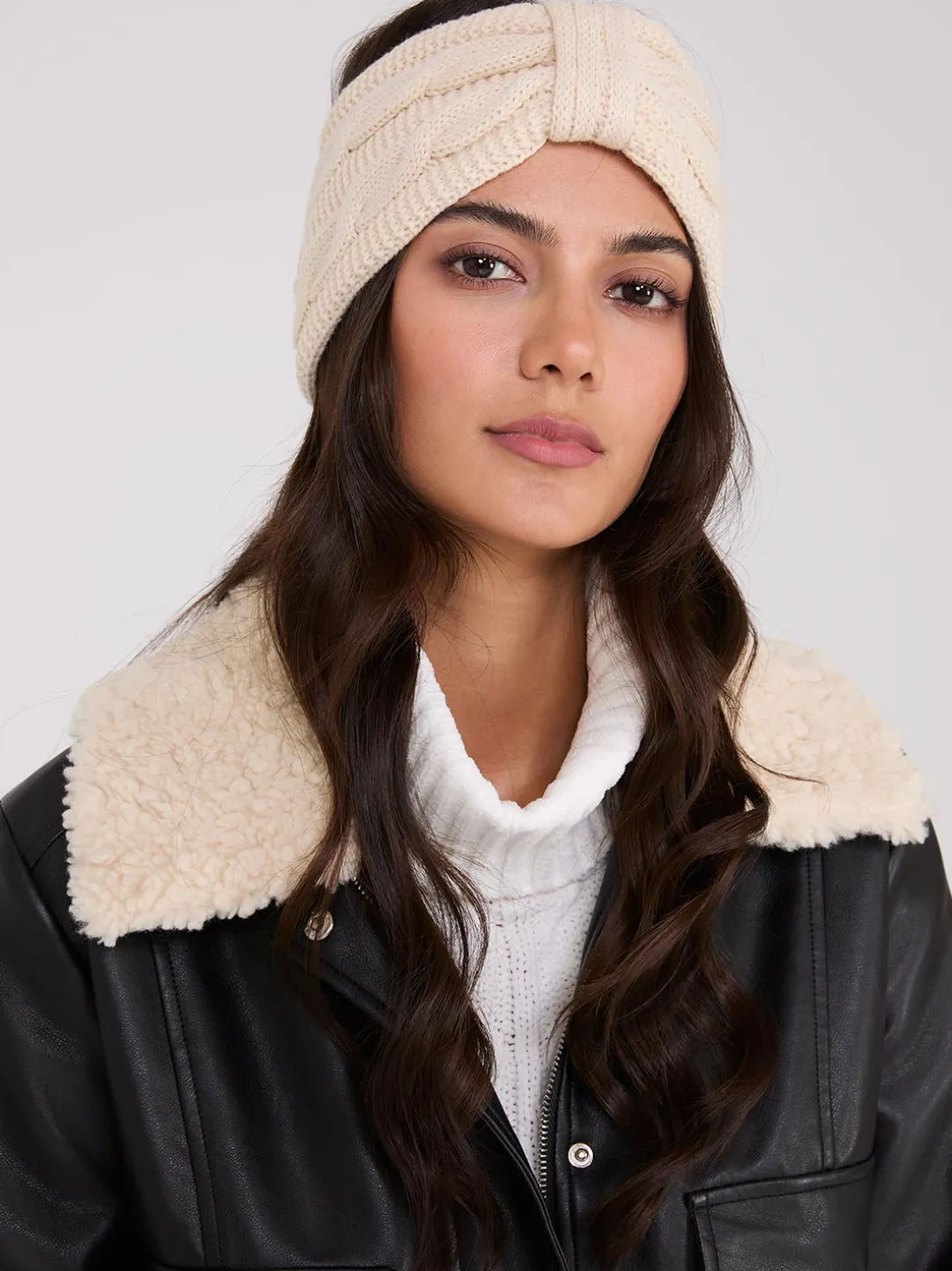 Knit Headband With Fleece Lining