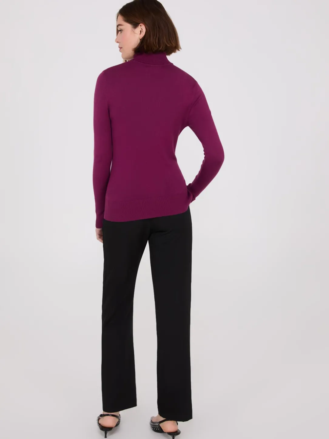 Knit Jersey Turtleneck Sweater