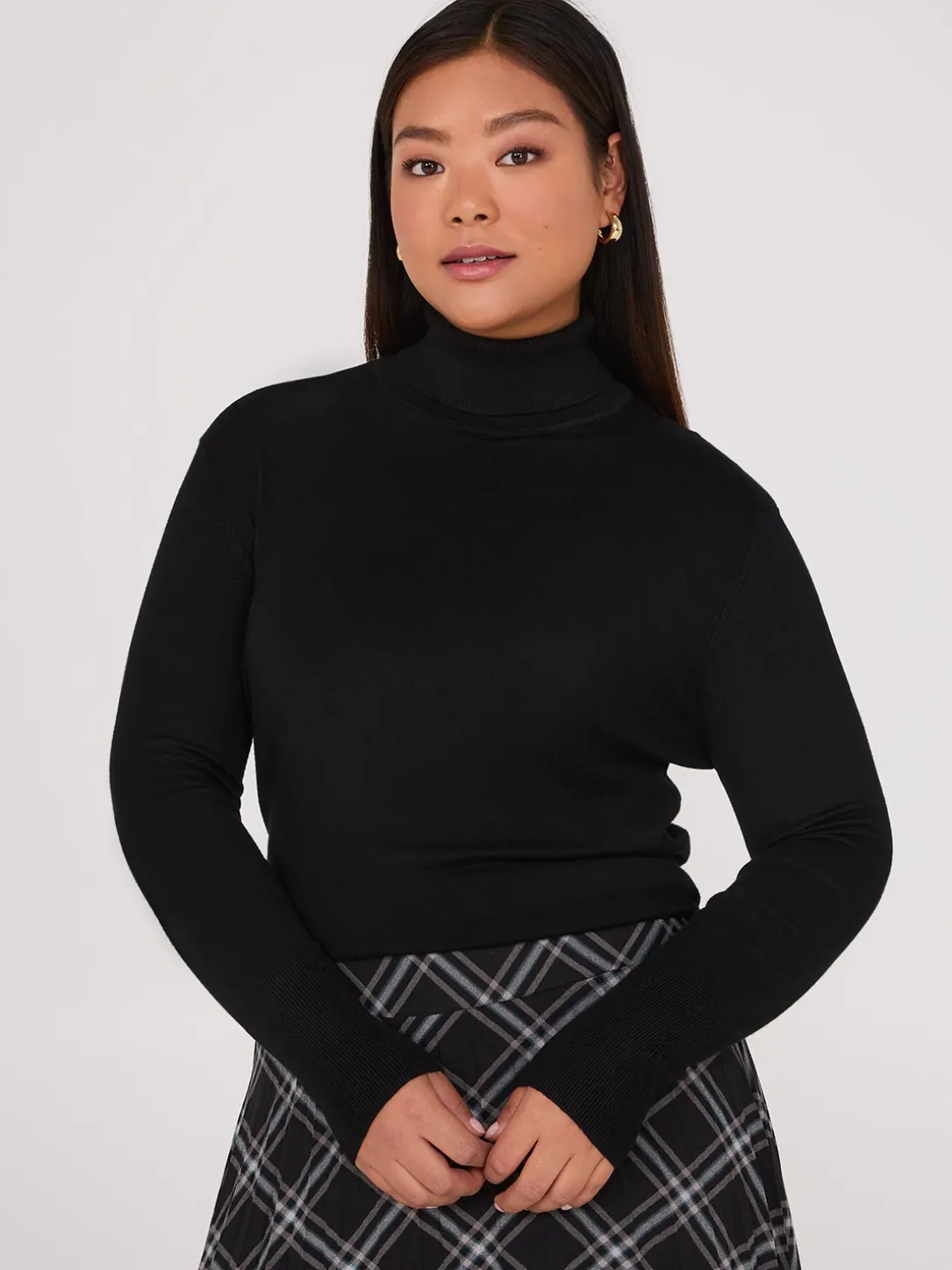Knit Jersey Turtleneck Sweater