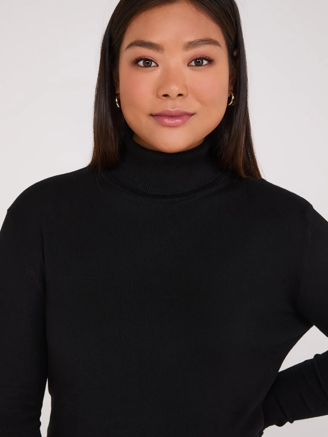 Knit Jersey Turtleneck Sweater