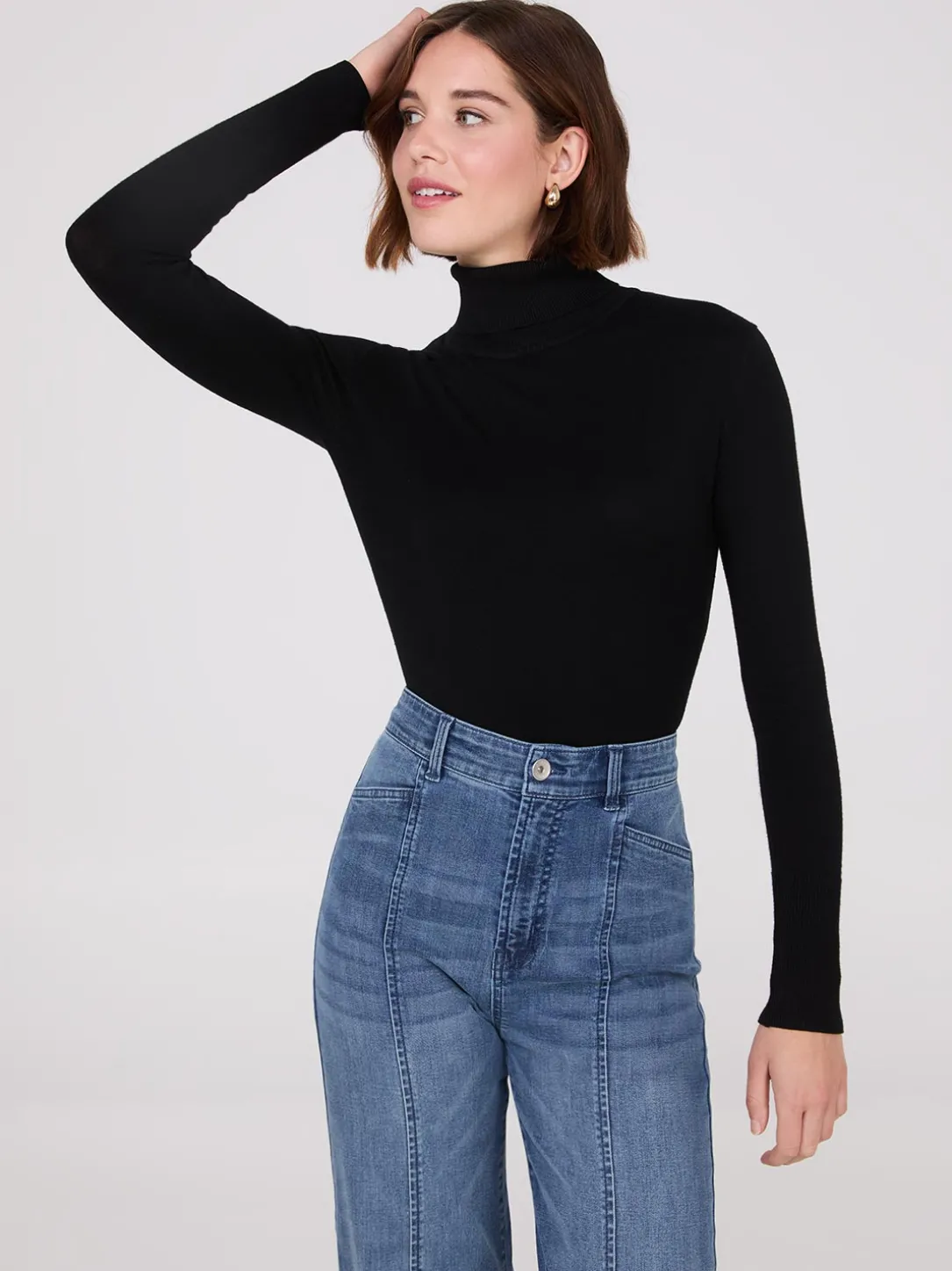 Knit Jersey Turtleneck Sweater