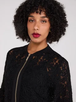 Lace Embroidered Bomber Jacket