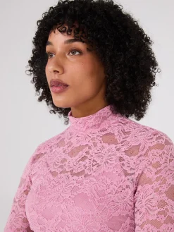 Lace Mock Neck Top With Cami
