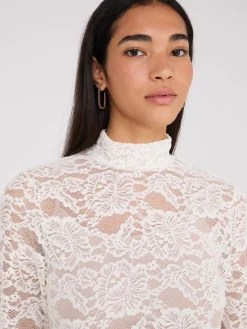 Lace Mock Neck Top With Cami