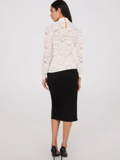 Lace Mock Neck Top With Cami