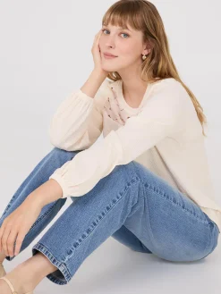 Lace Round Neck Textured Top