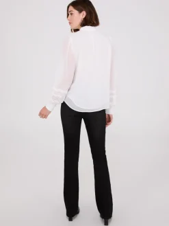 Lace Sleeve Blouse With Mandarin Collar