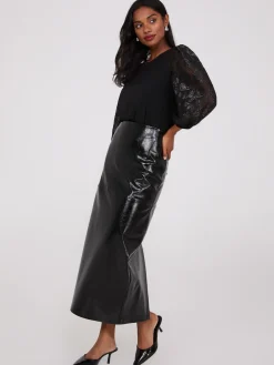 Leopard Print Balloon Sleeve Crepe Top