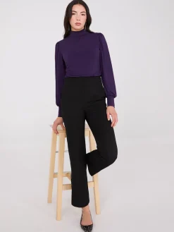 Long Balloon Sleeve Mock Neck Blouse