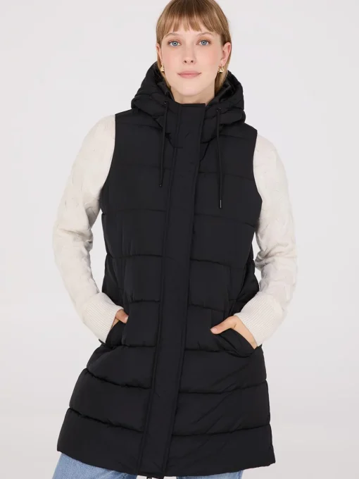 Long Hooded Puffer Vest