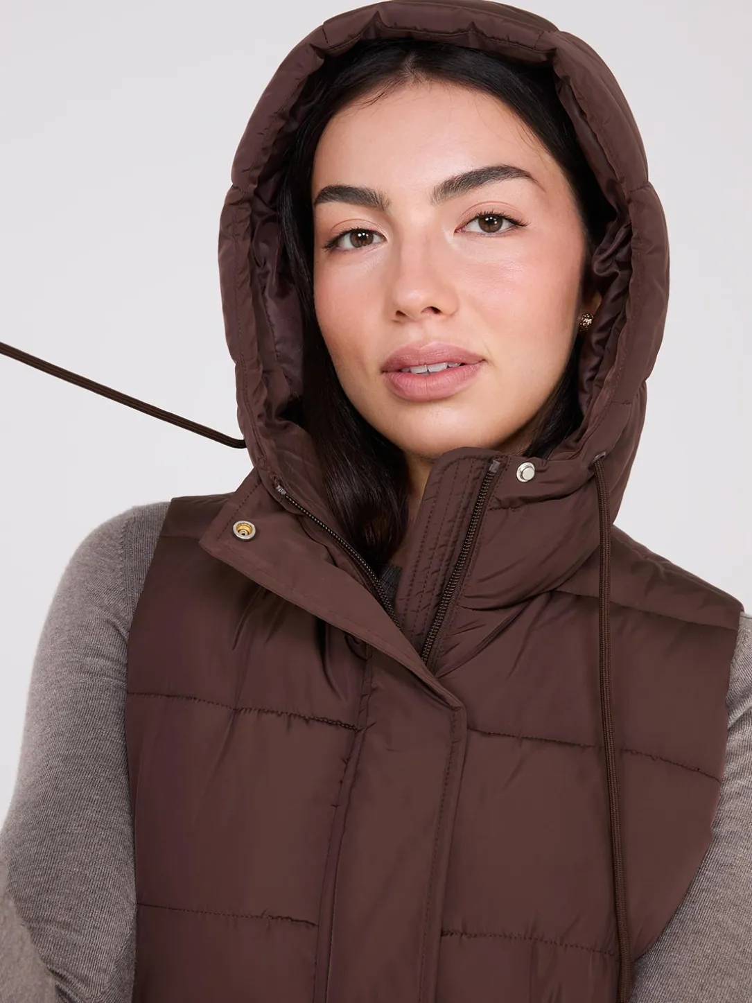 Long Hooded Puffer Vest