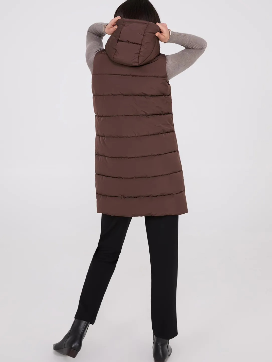 Long Hooded Puffer Vest