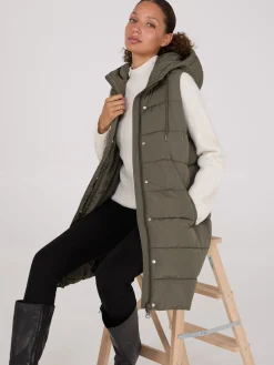 Long Hooded Puffer Vest