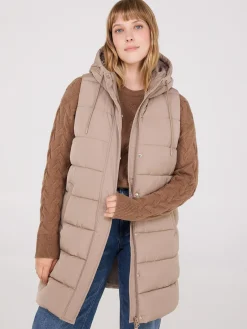 Long Hooded Puffer Vest