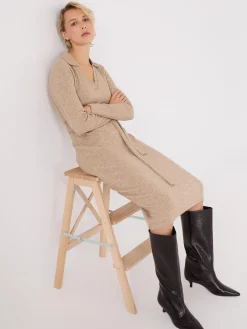 Long Sleeve Ribbed Midi Dress