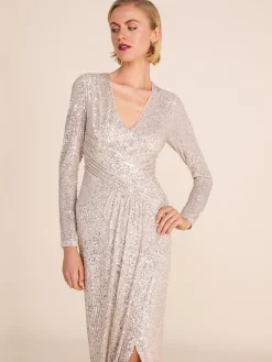 Long Sleeve Sequin Gown