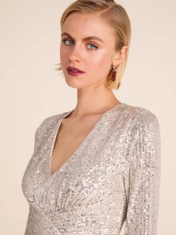 Long Sleeve Sequin Gown