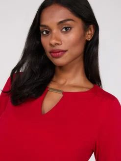 Long Sleeve Top With Metal Bar Detail