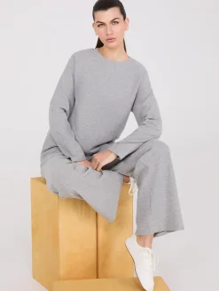 Melange Brushed Ribbed Loose Sweatshirt