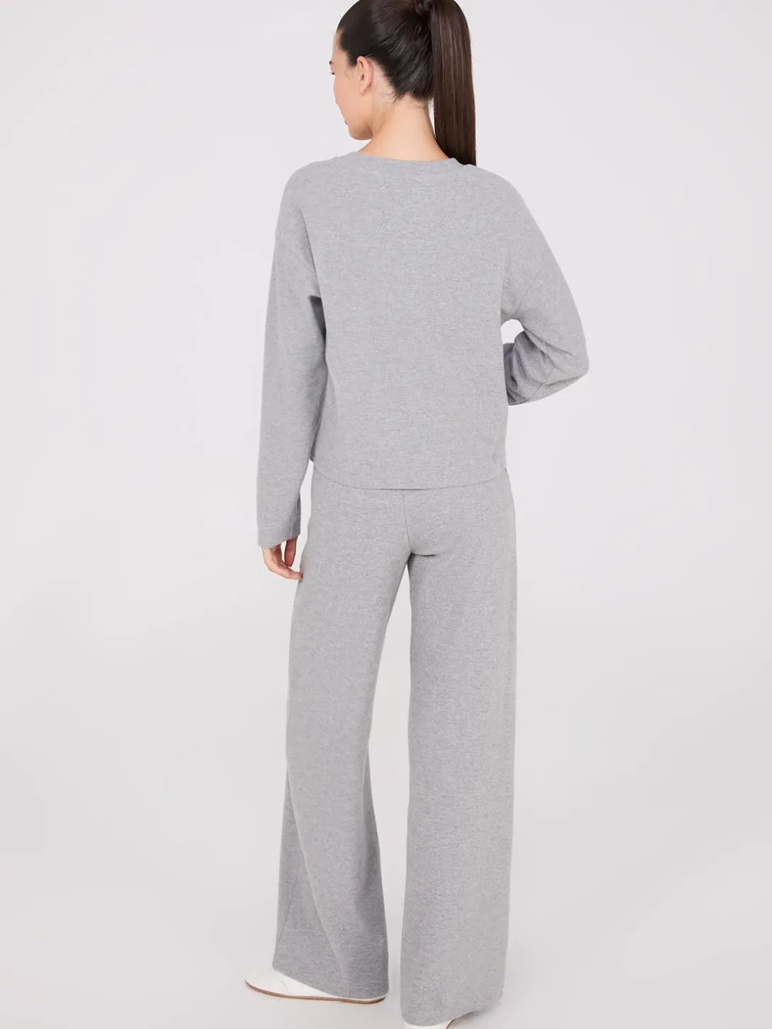Melange Brushed Ribbed Loose Sweatshirt