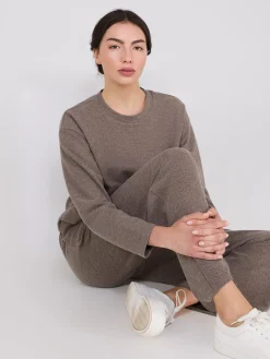 Melange Brushed Ribbed Loose Sweatshirt