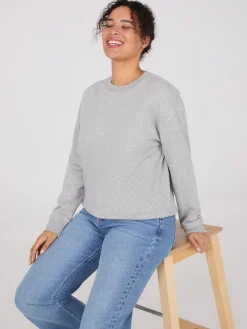 Melange Fleece Rhinestone Sweatshirt