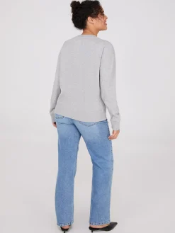 Melange Fleece Rhinestone Sweatshirt