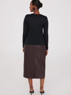 Mesh V-Neck Long Sleeve Top