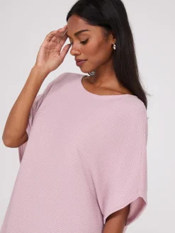 Metallic Boat Neck Dolman Sleeve Top