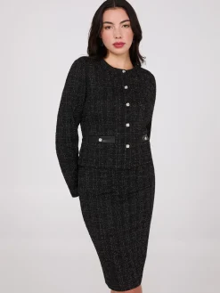 Metallic Boucle Button-Front Blazer
