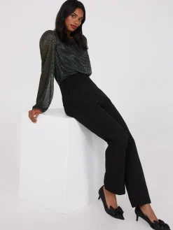 Metallic Plisse Mesh Top