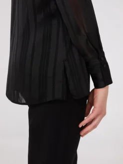 Metallic Shadow Stripe Chiffon Blouse