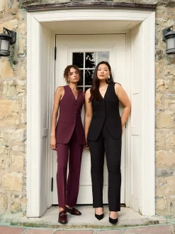 Mid-Rise Pleated Pants