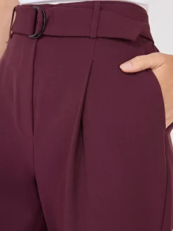 Mid-Rise Pleated Pants