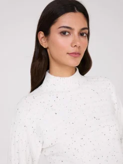 Mock Neck Dolman Sleeve Ribbed Sweater