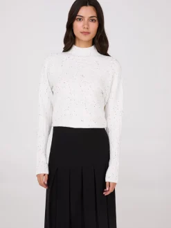 Mock Neck Dolman Sleeve Ribbed Sweater