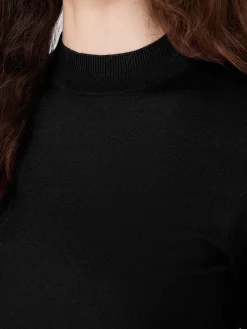 Mock Neck Elbow Sleeve Top
